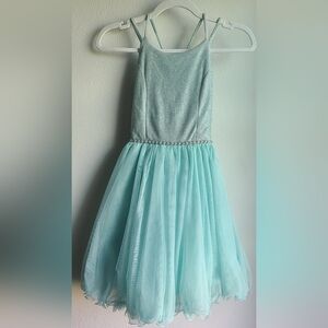 Xtraordinary - Girl's Aqua Blue Sparkly Formal Dress with Tulle, Sz 10